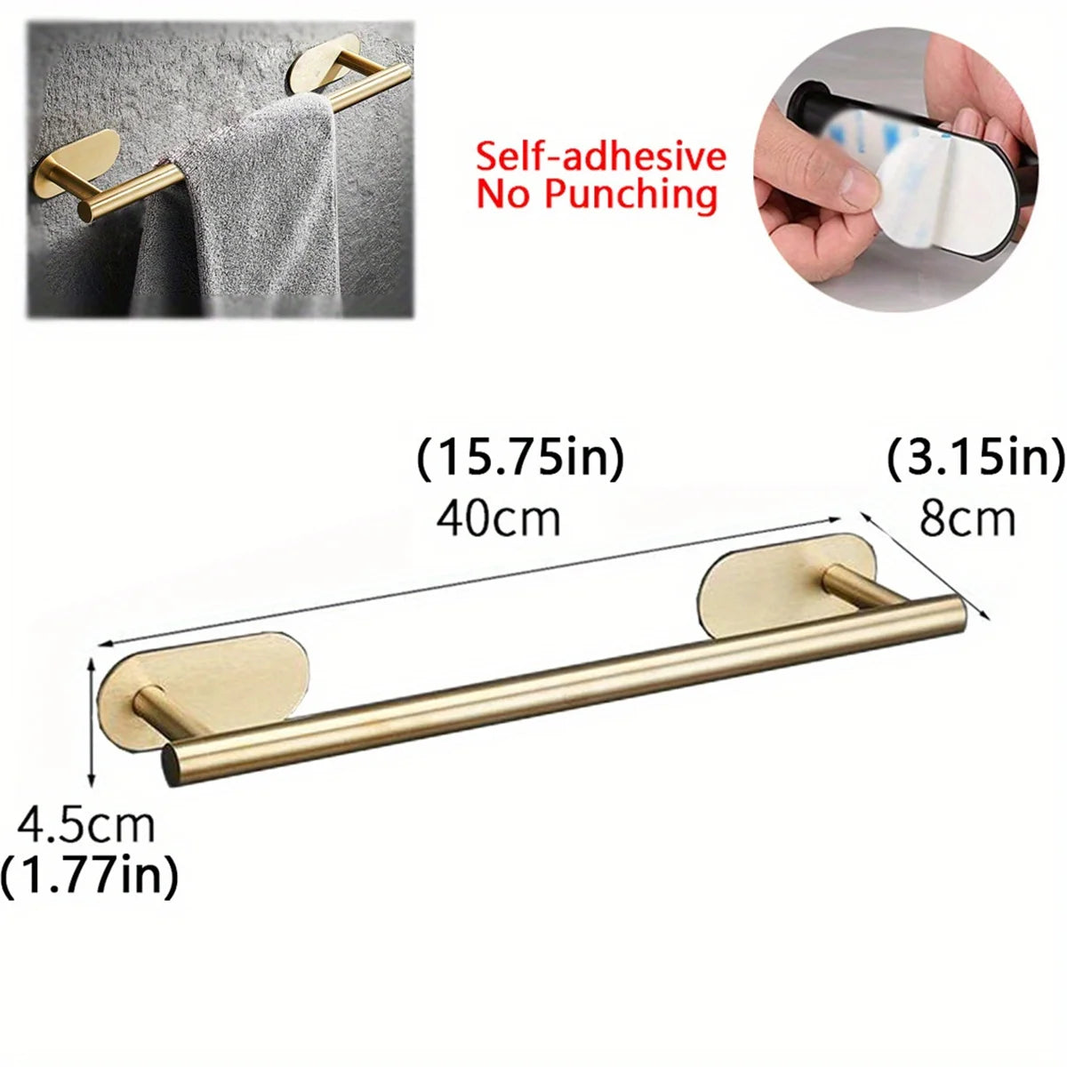 Hand Towel Holder for Bathroom, Kitchen, Adhesive