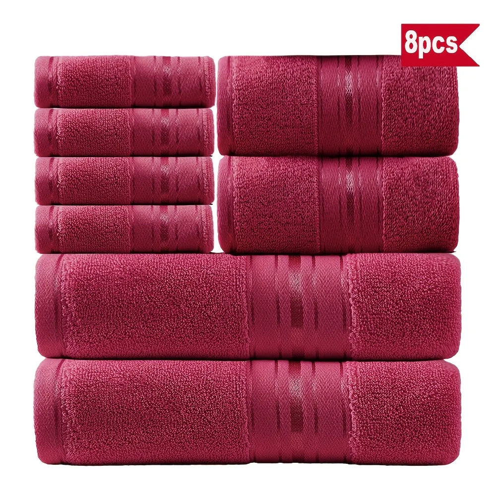 8 Piece Luxury Towel Set, 600 GSM Ring Spun Cotton, Highly Absorbent