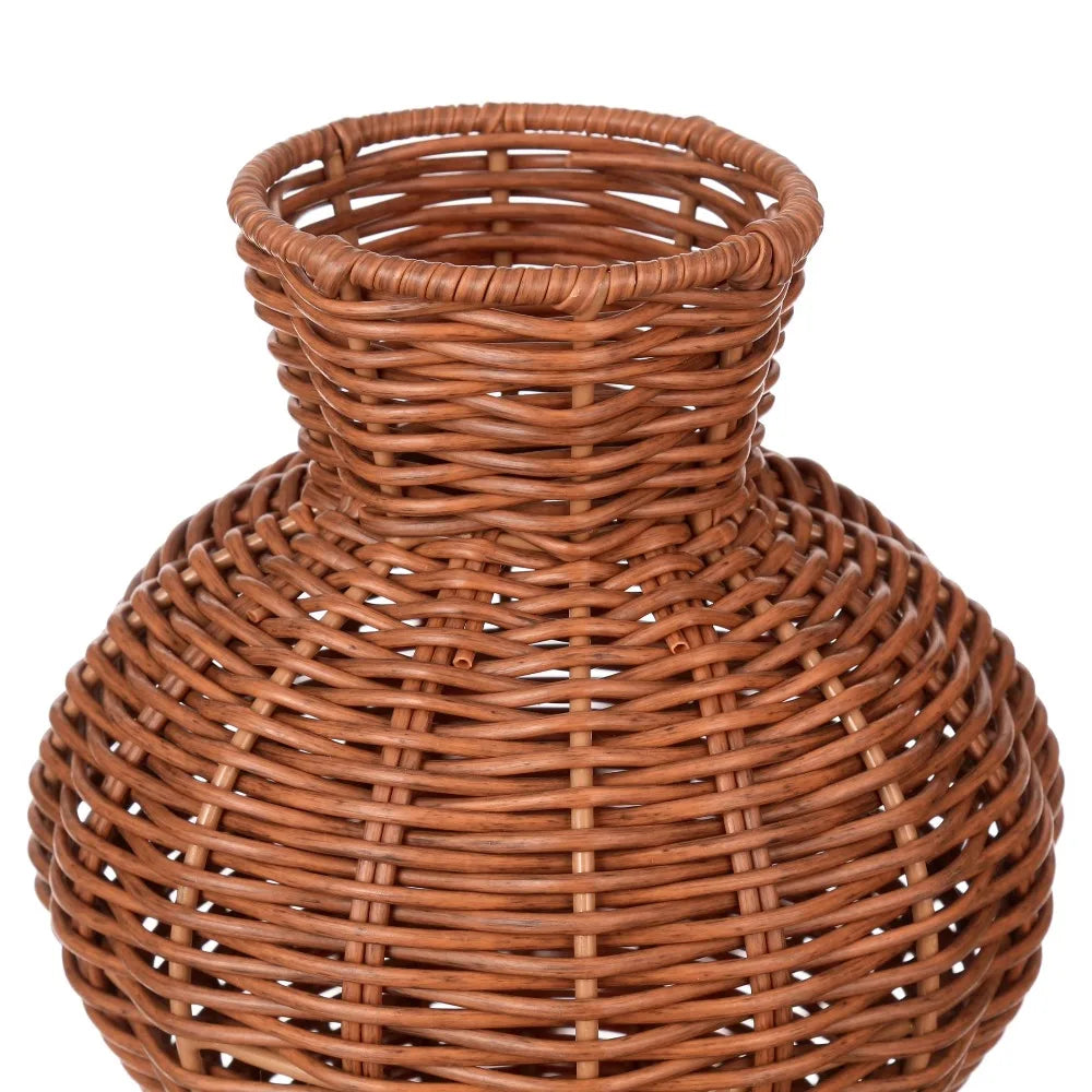 Woven Faux Rattan Decorative Vase, Flowerpot Planter