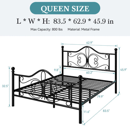 Butterfly Pattern Headboard & Footboard Platform Bed Frame for Kids