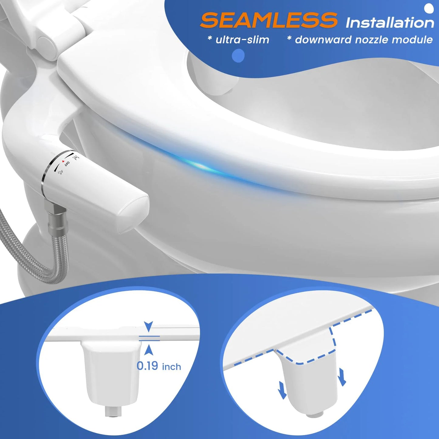 Ultra-Slim Bidet Attachment for Toilet - Dual Nozzle (Frontal & Self Cleaning)