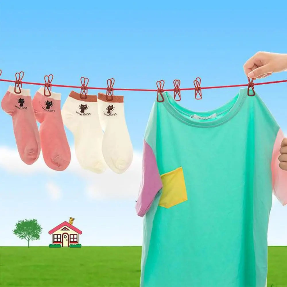 1pc Portable Clothesline With 12 Clips
