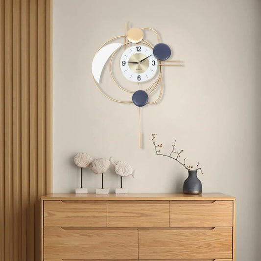 ~19"x28" Modern Luxury Hanging Clock w/Swing Pendulum, Silent Operation