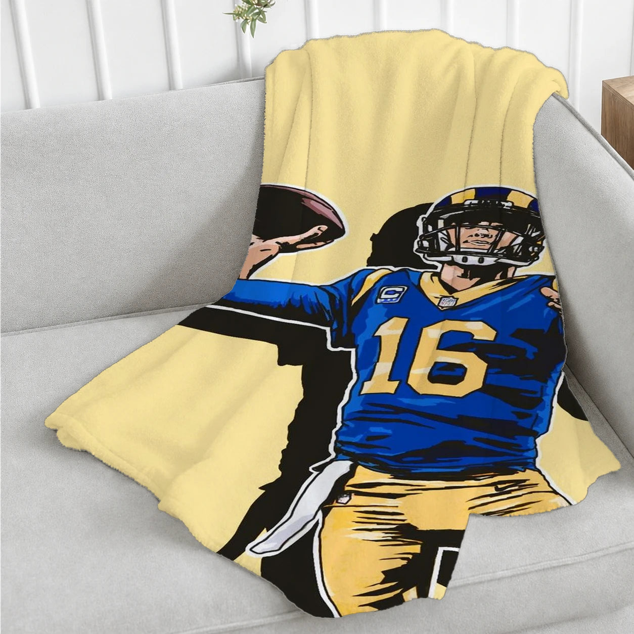 1pc Vintage American Football Player Print Throw Blanket