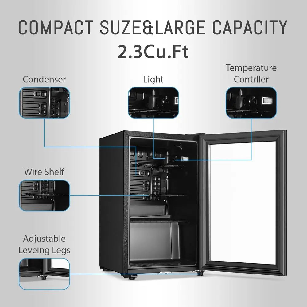 2.3 cu. ft. Mini Glass Door Beverage Cooler w/Adjustable Shelves