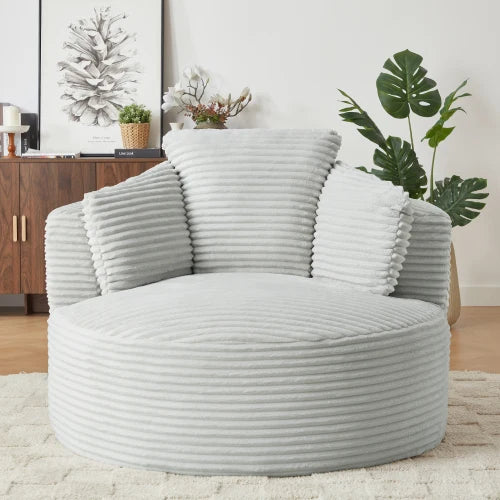 48.8" Round Boneless Chaise Sofa Chair with Backrest and 3 Pillows