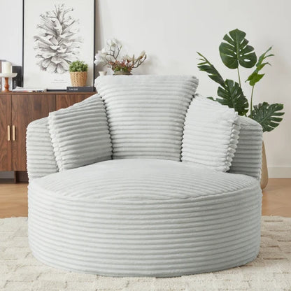 48.8" Round Boneless Chaise Sofa Chair with Backrest and 3 Pillows