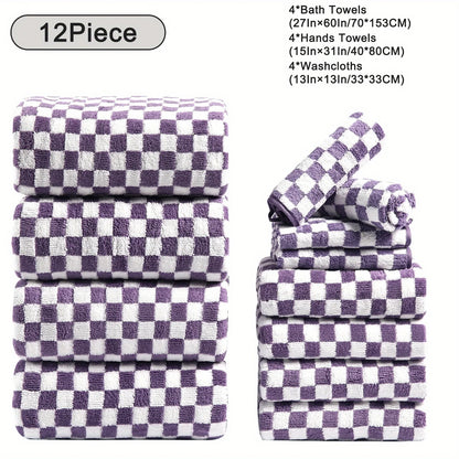 12pcs Bath Towels Set, Ultra Soft, Highly Absorbent, Quick Dry