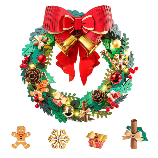 3D Wooden Puzzle Christmas Wreath Model Building Kit