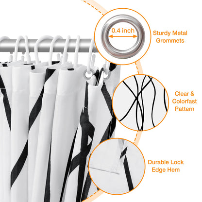 Minimalist Waterproof Polyester Fabric Shower Curtain Set w/12 Hooks