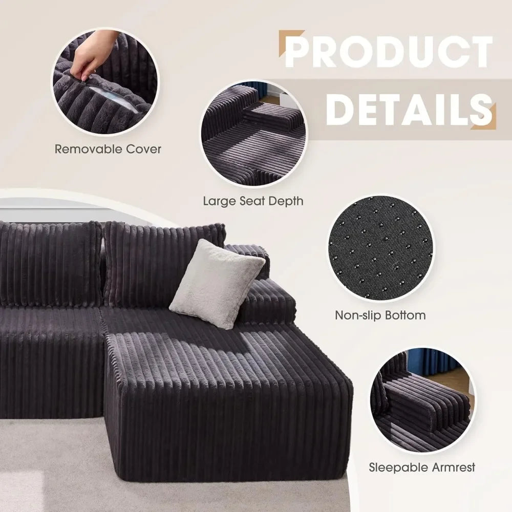 L-Shape Memory Foam, Modular Sectional Sofa, Couch