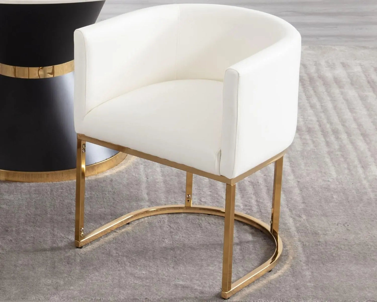 Faux Leather Upholstered Dining Chair, Barrel Back
