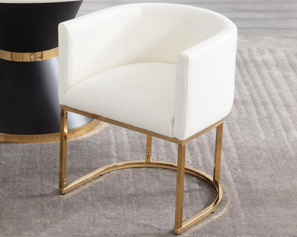 Faux Leather Upholstered Dining Chair, Barrel Back