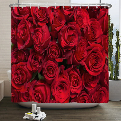 Waterproof Polyester Fabric Bathroom Curtain w/12 Hooks