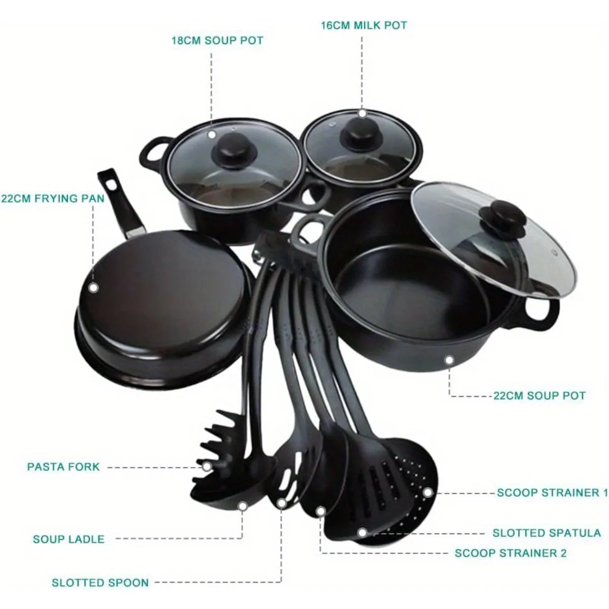 13pc Non-Stick Pots and Pans Kitchen Cookware Set