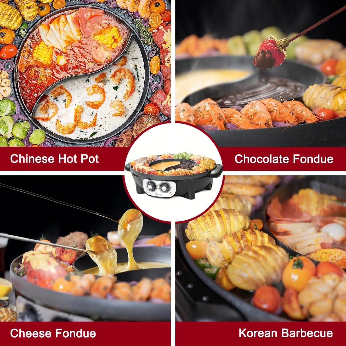 2-in-1 Electric Smokeless Grill and Hotpot Combo