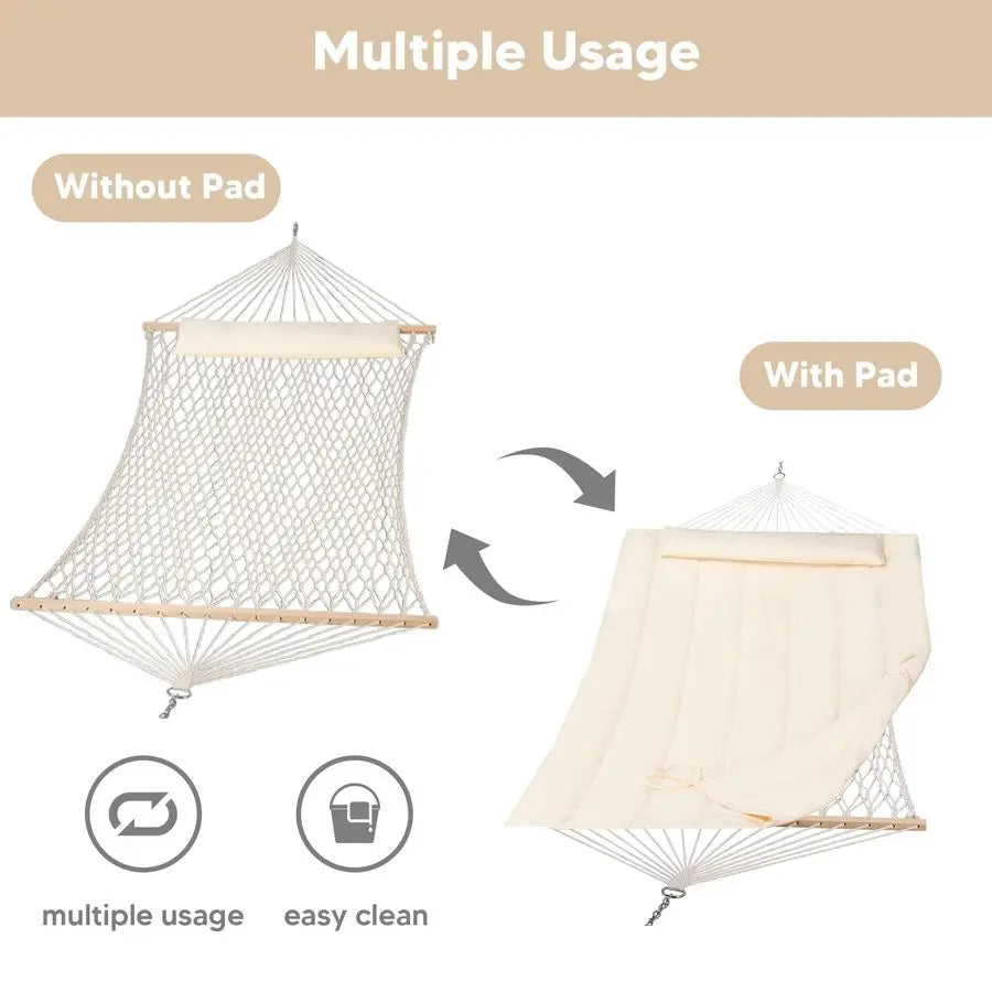 475 lbs. Capacity, Two Person Backyard Hammock with Pad