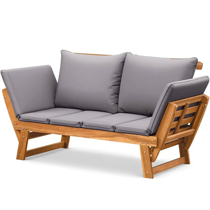 Outdoor Loveseat, Soft Cushion, Laydown Convertible, Adjustable Armrest