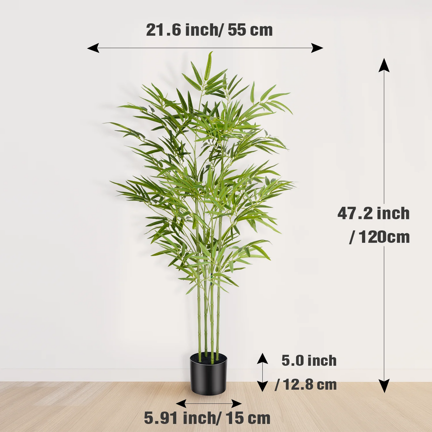 4/5/6ft Tall Artificial Bamboo Tree, Lifelike Leaves