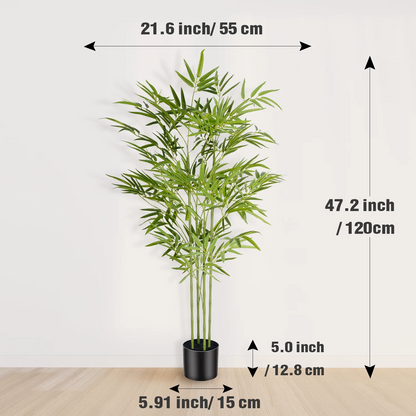 4/5/6ft Tall Artificial Bamboo Tree, Lifelike Leaves
