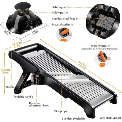 Stainless Mandoline Slicer w/5 Blades & Holder