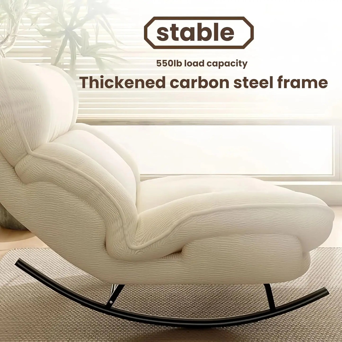 Comfortable, Ergonomic Rocking Chair w/Adjustable Backrest