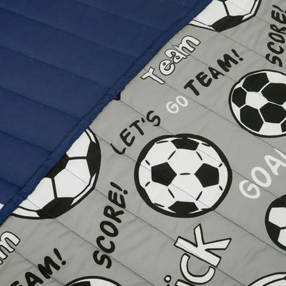 Navy & Gray Soccer Themed Reversible Quilt Set, 4-Piece