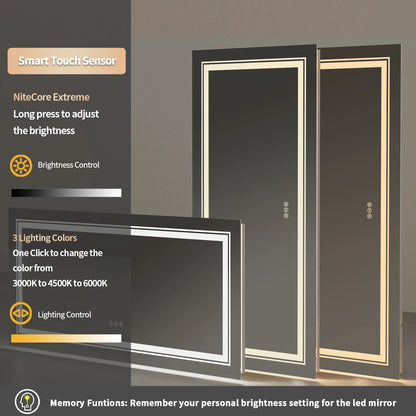 Jumbo Illuminated Mirror, Front and Backlit Light,