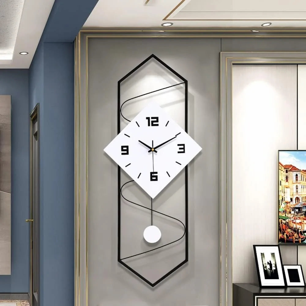 Modern Quartz Silent Large Pendulum Wall Clock, 27"x12"