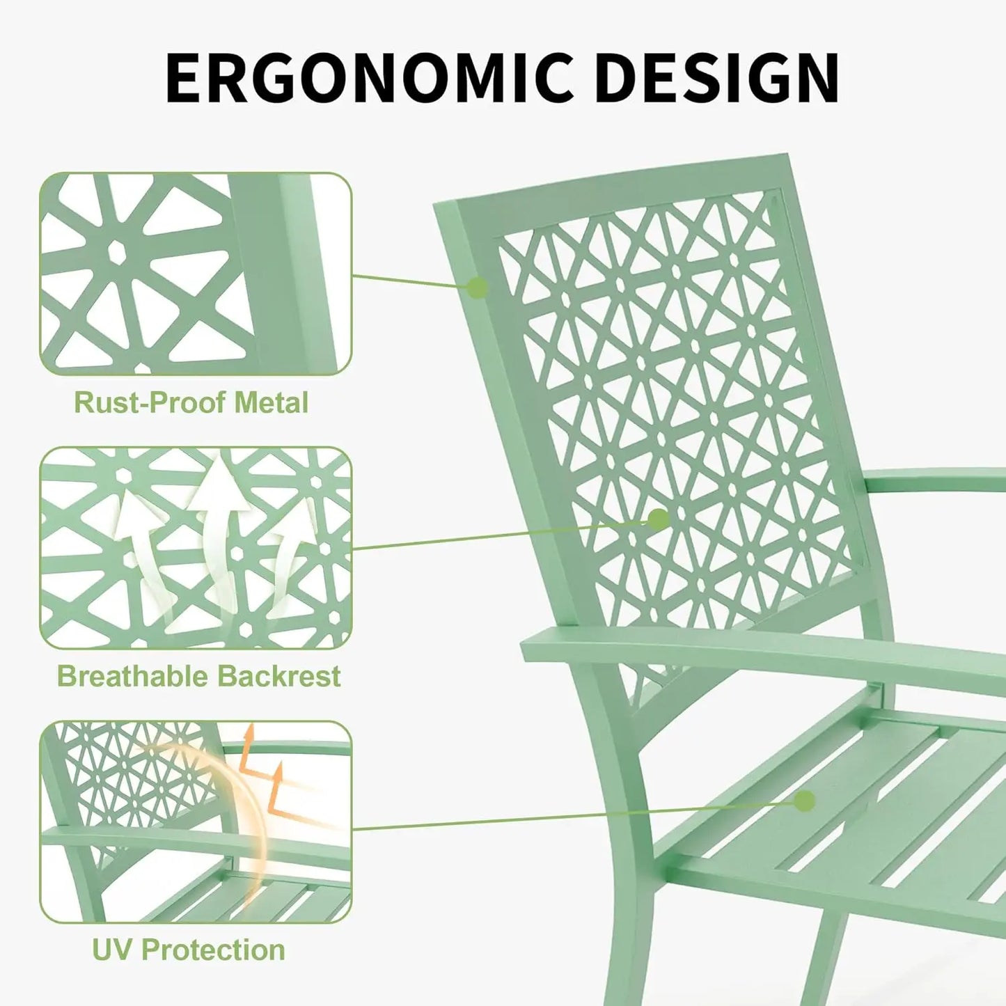3 Piece Outdoor Patio Bistro Table and Chairs Set