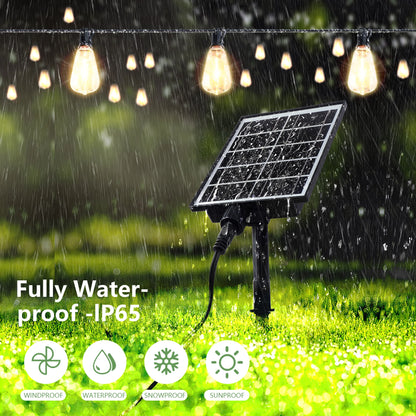 100' Solar Outdoor String Patio Lights, Shatterproof, Remote