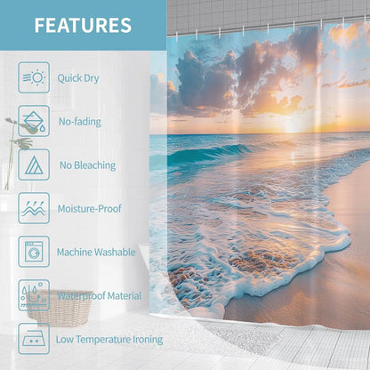 Nautical Summer Sunset Shower Curtain w/Hooks
