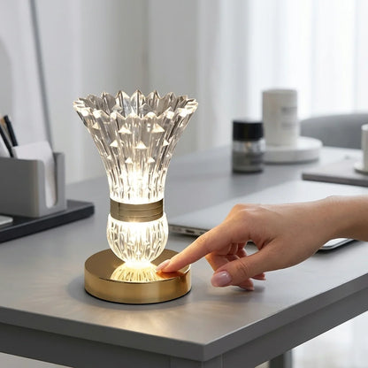 Multi-purpose Crystal Vase LED Table Lamp One Touch Switch, Rechargeable