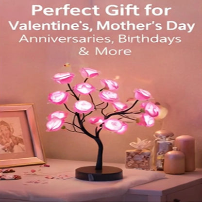 24 Multicolor Roses Table Lamp with Remote, USB Rechargeable