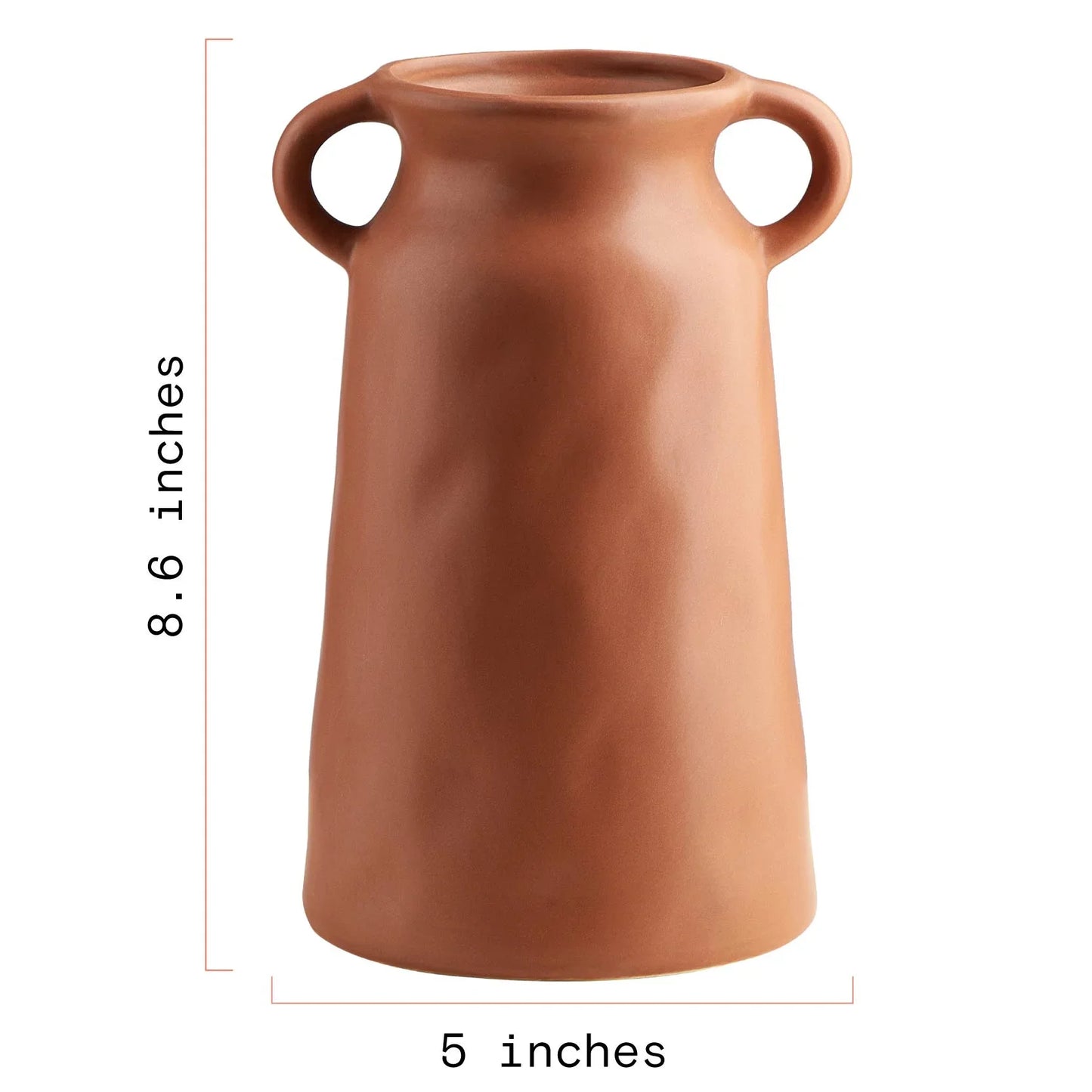 Rustic Terracotta Ceramic Farmhouse Flower Vase 8.66" H