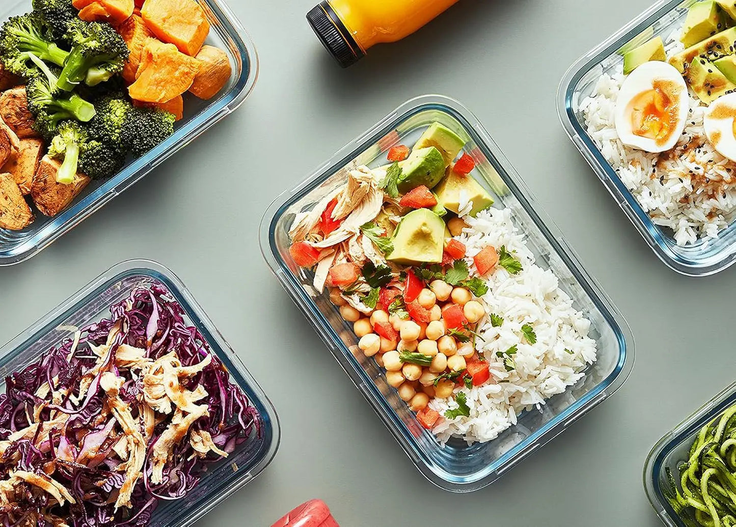 10-Pack Glass Meal Prep Containers with Lids