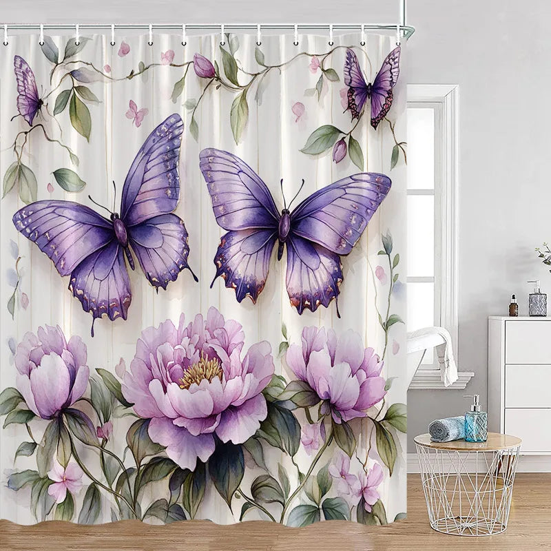 Red Roses Floral Shower Curtain, Romantic Flower