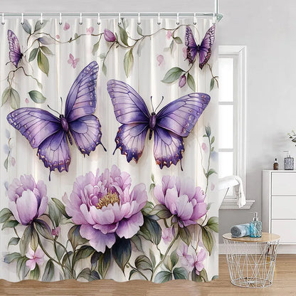 Red Roses Floral Shower Curtain, Romantic Flower