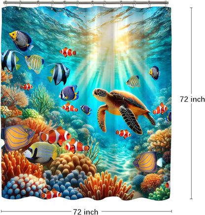 72"x72" Sea Turtle Shower Curtain with Hooks