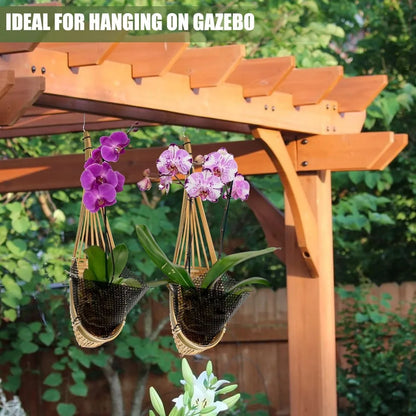 Handwoven Bamboo Hanging Planter 5 Inch 6 Pack with Nest Style, Indoor Outdoor Garden Decor