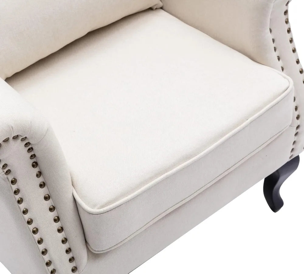 Mid Century Accent Upholstered Armchair, Linen Fabric
