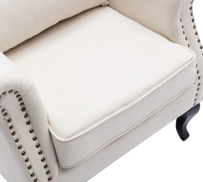 Mid Century Accent Upholstered Armchair, Linen Fabric