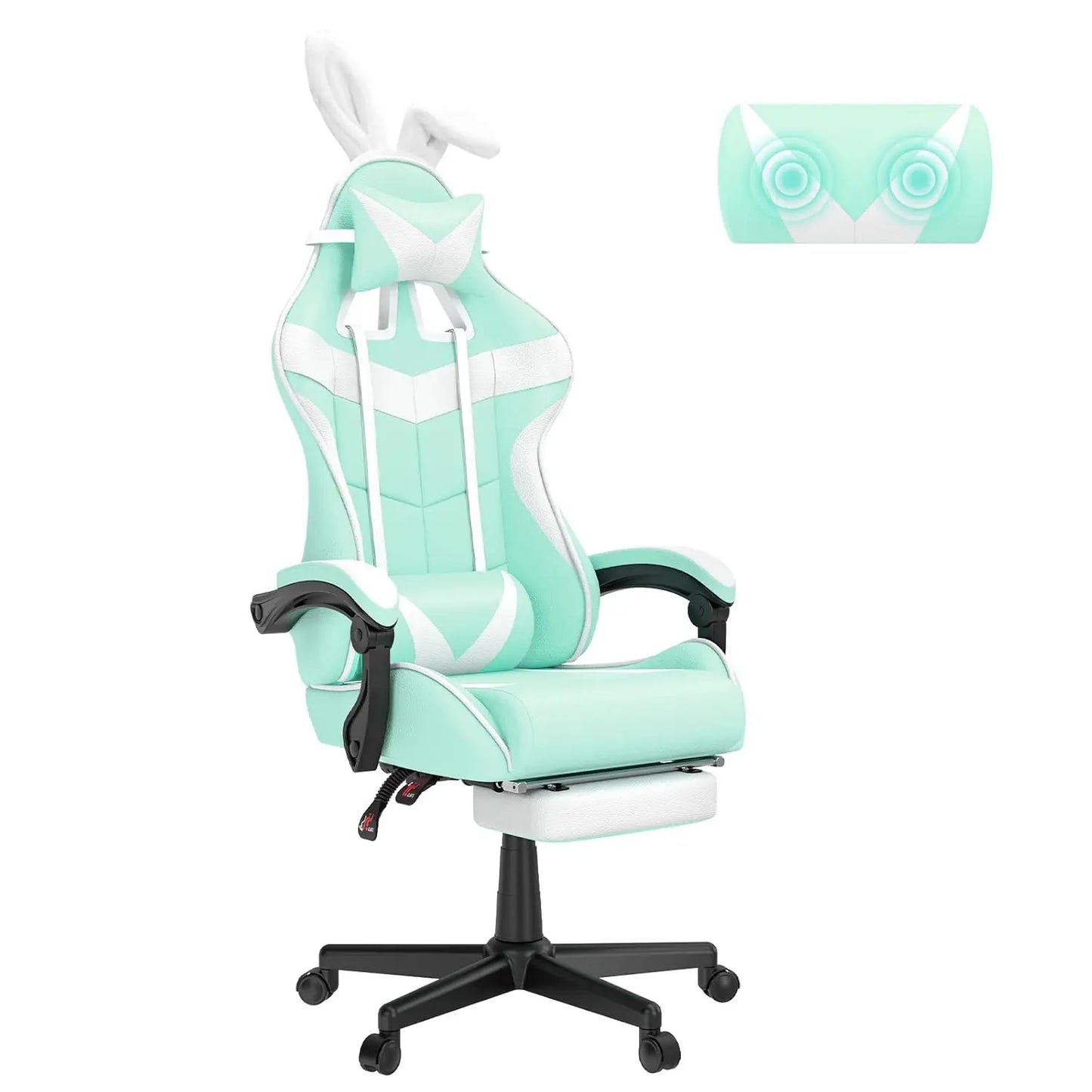 Ergonomic Adjustable Gaming Chair w/Footrest, Headrest, Lumbar Support