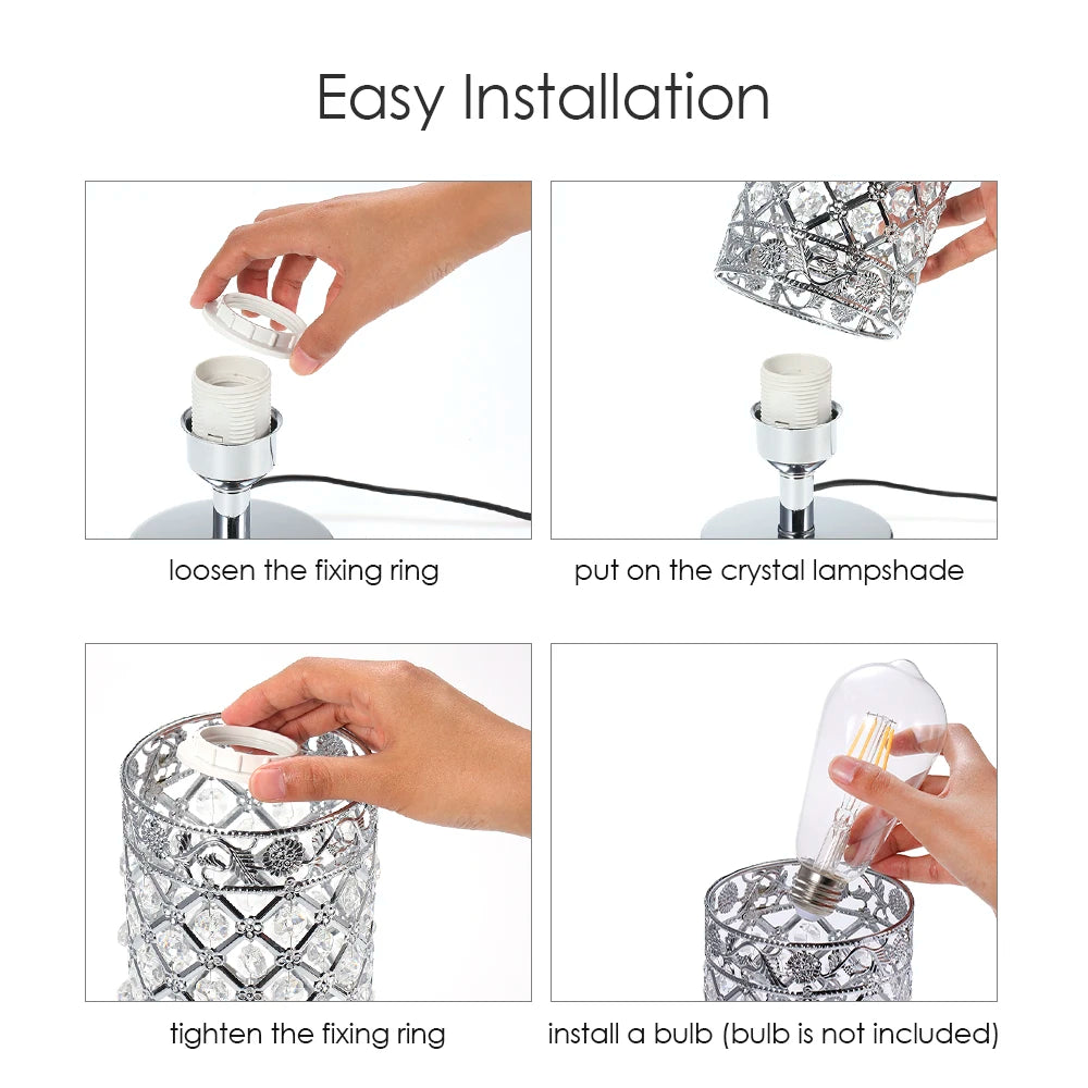 Modern Decorative Crystal Table Lamp Dual, USB Charging