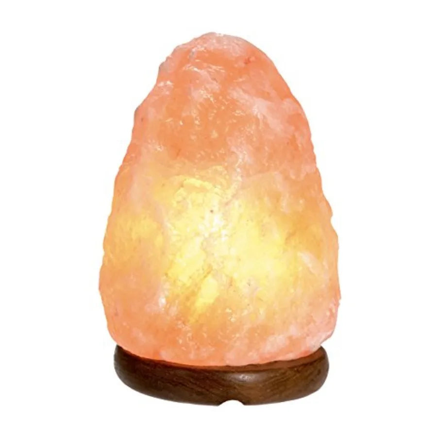 Natural Himalayan Salt Lamp w/Hand-Carved Wooden Base