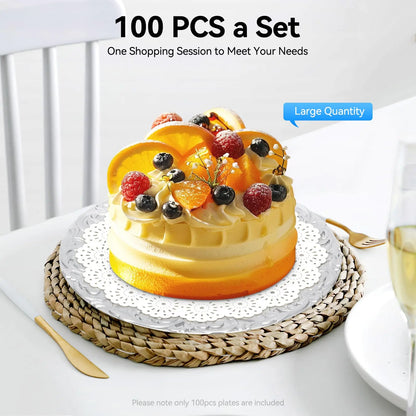 100 Pcs Silver Charger Plates Bulk, Reusable, 13" Round