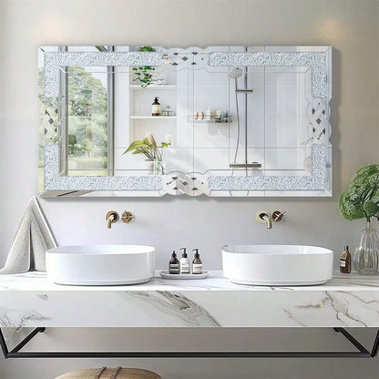 31.3"x27.6" Sparkling Crystal Crush Diamond Accent Mirror