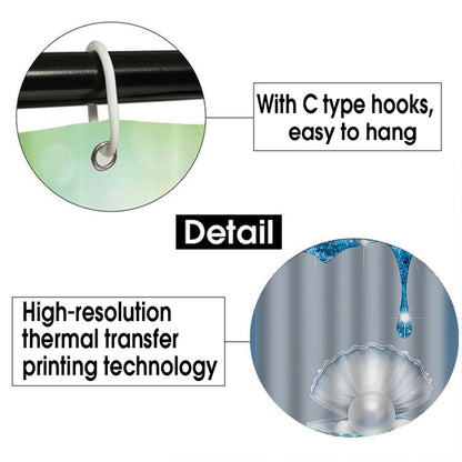 4pc Blue Pearl Diamond Shower Curtain Set with Hooks