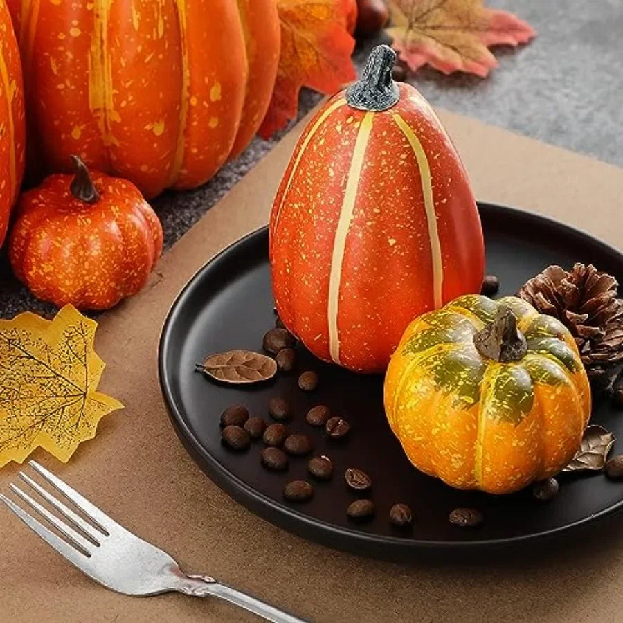 16 Pcs Outdoor Pumpkin Fall Decorations, Large, Small