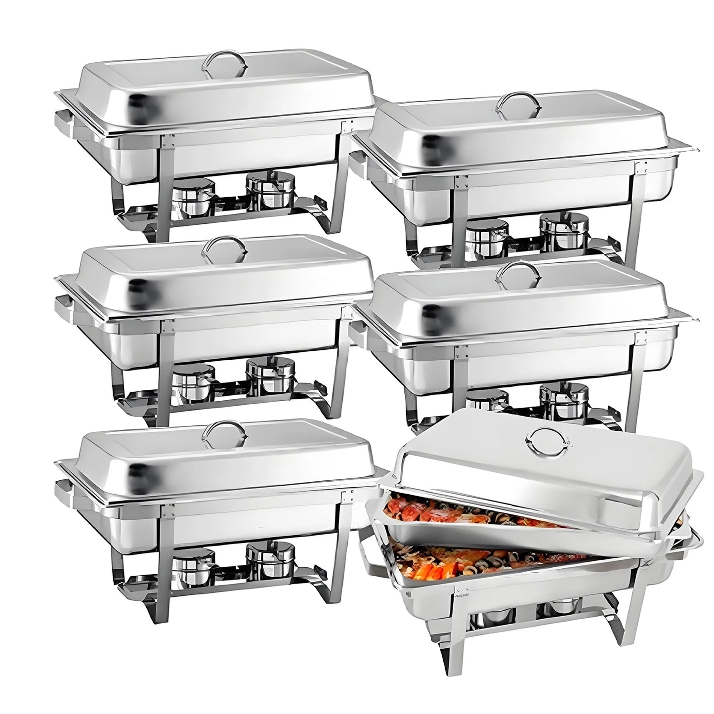 2/4/6pk 8qt Chafing Dish, Stainless Steel, Food Warmer Kit w/Lids